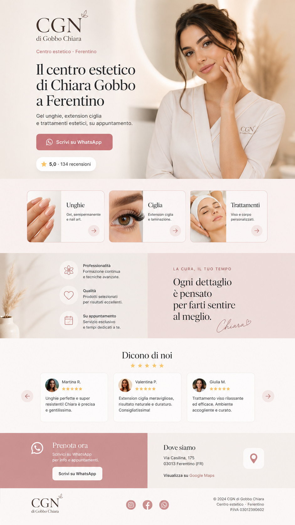 Sito realizzato per un'estetista